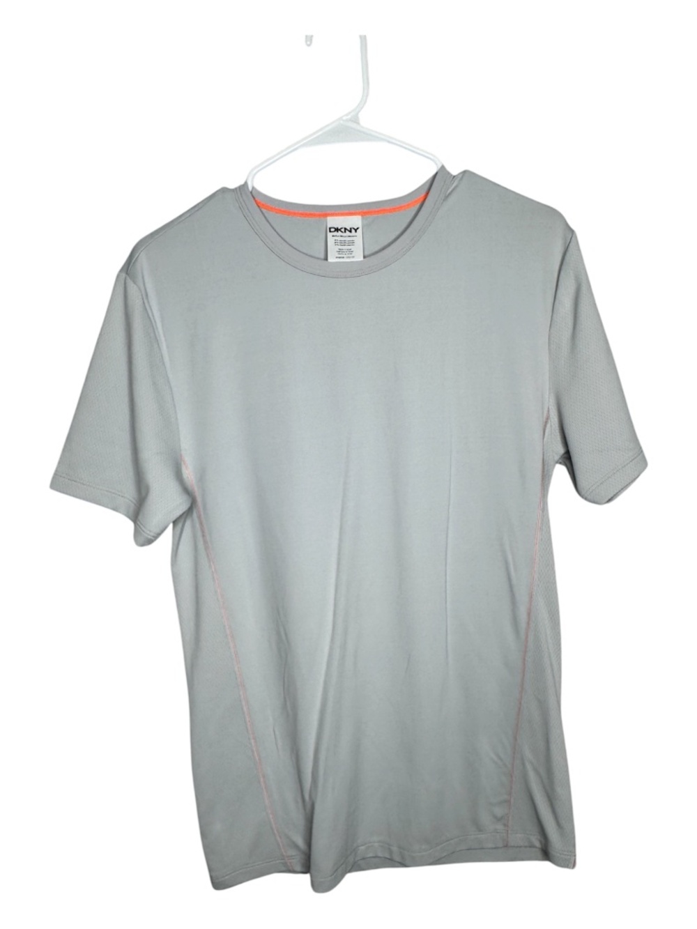 Vintage Rare Find Men's DKNY Short sleeve T-shirt Gray & Neon orange Medium top